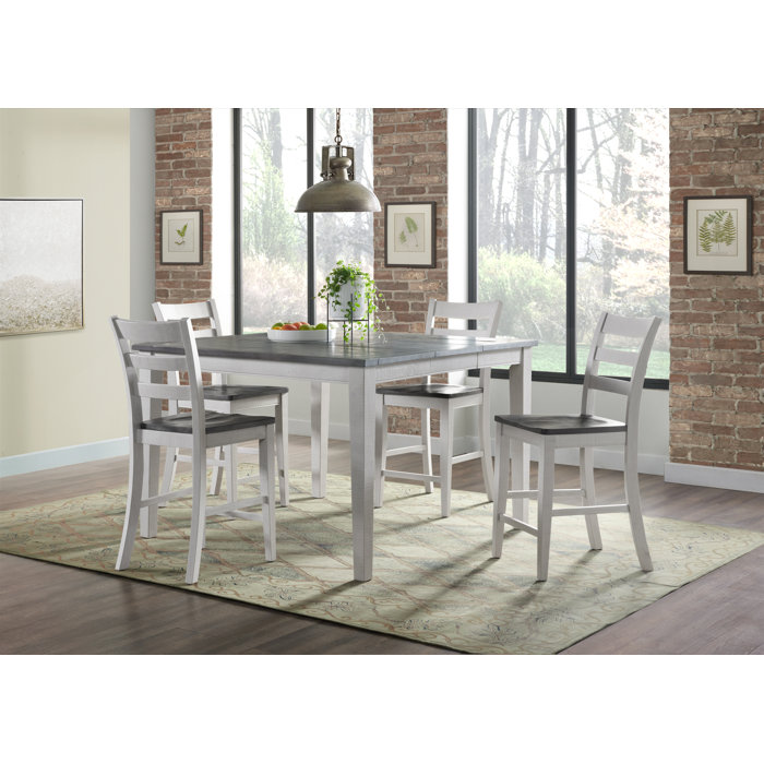 Gracie Oaks Kepler Solid Wood Counter Height Dining Table by Laurel